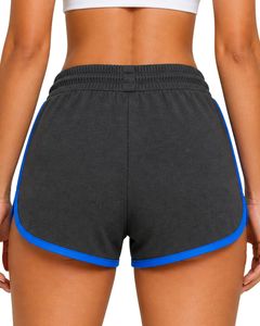 Shorts de sport pour femmes personnalisés noir et bleu royal, séchage rapide, respirants, taille élastique, pour la gym, le fitness, les loisirs et les activités sportives - Product Image 2