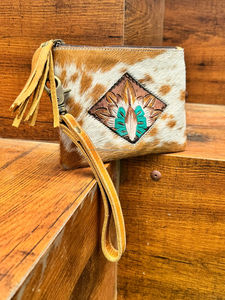 ใหม่จริงทําด้วยมือผมบนซ่อนหนังกระเป๋าสตางค์กระเป๋าสตางค์สไตล์ตะวันตกผู้หญิงของแท้หนังพู่หรูหราซิปกระเป๋าสตางค์ - Product Image 2