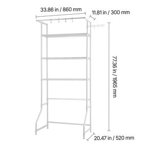 "Adjustable 3-Tier <b>Cloth</b> Laundry Room Drying <b>Rack</b> with Hooks for Washers and Bedding" - Product Image 4