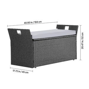 Panca Contenitore da Esterno per 2 Persone, Box da 40 Galloni con Rattan PE e Cuscino, Supporta 180 kg, Panche da Patio - Product Image 2
