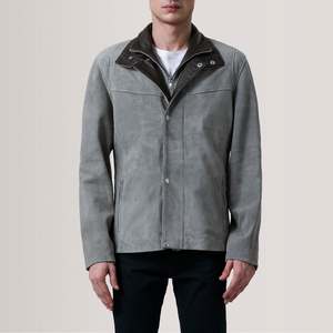 SHAFIQ SPORTS <b>Men's</b> Double Face <b>Suede</b> Leather Varsity <b>Jacket</b> Turn-down Collar Windproof Zipper Closure Casual Winter Wear - Product Image 3