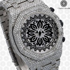 Montre de luxe Charm Jewells en acier inoxydable, mouvement mécanique analogique 40 mm, chronographe unisexe incrusté de diamants, boîtier carré 10 - Product Image 1