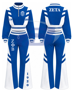 Zeta Phi Beta Sorority Women's Blue <b>White</b> Tracksuit Full Sleeve Half-Zip Drawstring Jogger Set Sporty Casual Wear Jogging <b>Suit</b> - Product Image 3