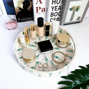 Plateau de service rond en nacre mosaïque de luxe, plateau à boissons pour table à manger haut de gamme, fabrication vietnamienne, vente en gros - Product Image 3