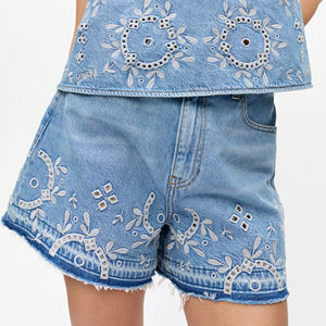 Shorts de Mezclilla de Cintura Alta con Cierre de Botones, Estilo Bermuda para Mujer, Ropa de Verano Informal, Diseñados para Uso Diario Intenso - Product Image 4