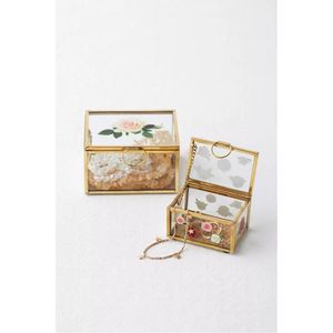 Boîte à cartes de mariage élégante en laiton et verre |   Coffret à souvenirs en verre géométrique personnalisé, boîte en verre antique dorée pour bagues et bijoux - Product Image 6