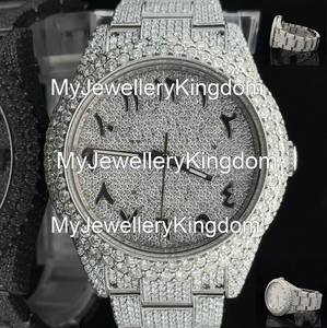 Luxury Fashion <b>Mens</b> Moissanite Diamond Quartz <b>Watch</b> <b>Mechanical</b> Precision Stainless Steel Case 10 Bar Water Resistant Glass 5mm - Product Image 5