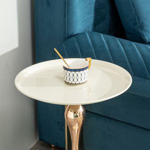 <b>Small</b> Round White Side <b>Table</b> for <b>Small</b> Spaces-Perfect Cocktail or Living Room <b>Coffee</b> <b>Table</b> - Product Image 6
