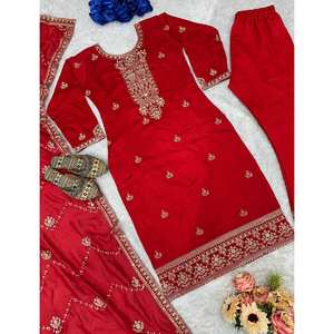 Hermoso Conjunto de Fiesta Indio y Pakistaní: Top, Pantalones Plazzo y Dupatta - Product Image 2