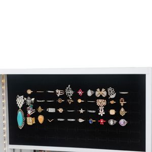 Specchio da Parete con Organizer per Gioielli, 3 Livelli, 2 Cassetti, 17 Porta Pennelli, 95 Luci LED Bianche, Specchio Non Intero, in Legno - Product Image 2