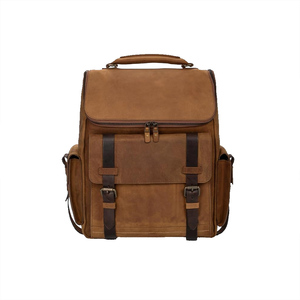 Durable Waterproof Genuine Leather Vintage Travel <b>Backpack</b> USB Charging Port Anti Theft Design <b>Lightweight</b> Laptop School Bag Men - Product Image 1