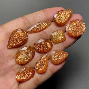 Pierre précieuse naturelle de haute qualité en pierre de soleil orange, taille ovale/poire, pour la fabrication de bijoux, vente en gros - Product Image 3