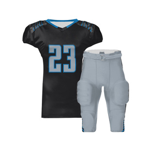 Ensemble de maillots de football américain pour hommes, bleu marine et blanc, pantalon imprimé par sublimation, numéro 23, nom d'équipe personnalisé, évacuation de l'humidité - Product Image 2