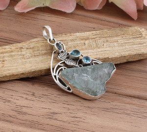 March <b>Birthstone</b> Aquamarine Vintage Charms Row 925 Sterling Silver Blue Gemstone <b>Necklace</b> Jewelry Anniversary Gift Unisex - Product Image 4