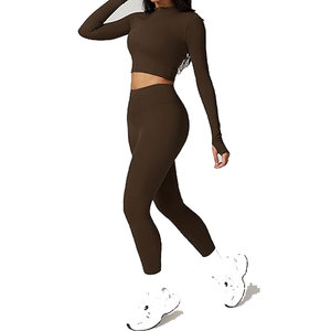 Premium Workout Sets for Women 3 Piece High Waisted <b>Seamless</b> <b>Leggings</b> Crop Top and Jacket Gym Yoga Outfit with Stretchy - Product Image 4