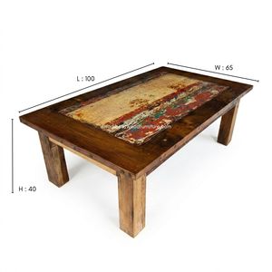Table basse rustique en bois durable, démontable, artisanale, minimaliste, vintage, industrielle, meubles de salon, bois de bateau recyclé - Product Image 1