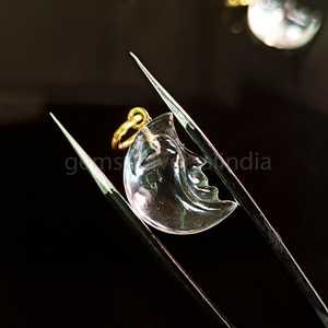 Pendentif demi-lune en quartz cristal naturel sculpté, plaqué or, argent sterling 925, breloque pour fabrication de bijoux DIY - Product Image 3