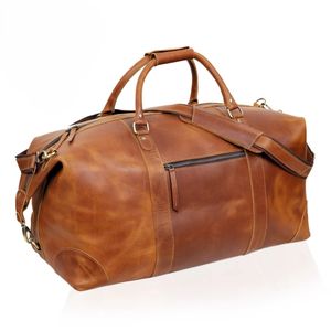 Bolsa de lona personalizable 100% de cuero vacuno genuino de alta calidad, adecuada para viajes, gimnasio, deportes y actividades al aire libre. - Product Image 1