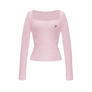 Trendy Square Neck Long Sleeve Crop <b>Top</b> Slim Fit <b>Low</b> <b>Cut</b> Solid Color Basic Tee Casual Elegant Pullover Clothing <b>Women's</b> Shirts - Product Image 3