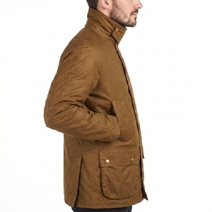 Manteau d'extérieur décontracté pour homme en coton ciré respirant de qualité supérieure, léger et durable, avec logo frontal - Product Image 4