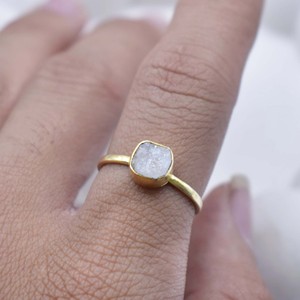 Natural Moonstone Adjustable <b>Ring</b> <b>Gold</b> Plated Collet <b>Set</b> Handmade Gemstone June Birthstone Boho Statement <b>Ring</b> Gift for Women - Product Image 2