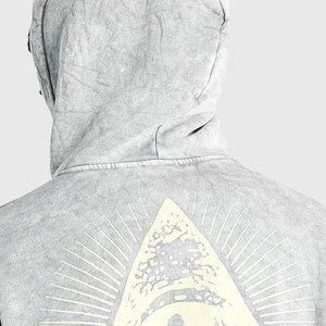 Men Oversized Hooded Sweatshirt Gray French Terry Cotton Pocket Breathable Autumn Casual Regular Fit - Product Image 4