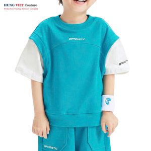 Vente en gros T-shirt graphique surdimensionné à épaules tombantes pour enfants garçons filles bébé en coton vierge - Product Image 1