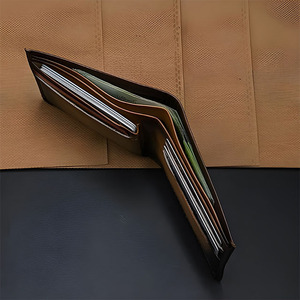 Portefeuille vintage pour homme en cuir véritable, horizontal, avec fentes pour cartes, compartiment supérieur pour billets, élégant, fin, blocage RFID, durable, personnalisé - Product Image 4