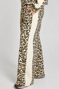 Premium Women’s <b>White</b> Yellow Leopard Print Soft Wide Leg <b>Jogger</b> Pants With Contrast Side Strip Winter Season For Women's Wear - Product Image 4
