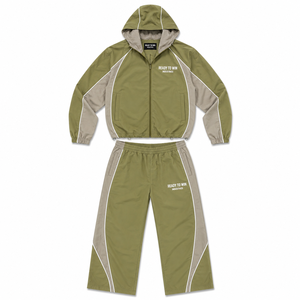 Conjunto Deportivo Ready To Win Industries, Color Verde Oliva y Gris, Manga Larga con Cierre, Deportivo, Poliéster, Unisex para Adultos, Otoño - Product Image 1