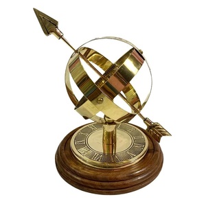 Esfera armilar vintage de latón con flecha sobre base de madera, adorno decorativo de escritorio, globo astronómico - Product Image 3