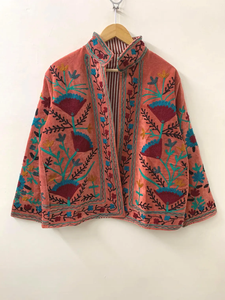 Handmade Vintage Boho Unisex Winter <b>Jacket</b> Floral Suzani Embroidery on Breathable <b>Velvet</b> Cotton Filled Ethnic Chic Outerwear - Product Image 3