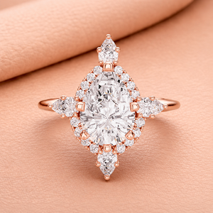 Pear Halo Lab Grown Diamond Engagement <b>Ring</b> 14K Solid Gold Rhodium Plated Vintage Bridal <b>Statement</b> <b>Ring</b> for Women Jewelry Gift - Product Image 1