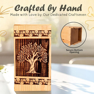 Premium Wooden Memorial Box for Ashes Wooden Cremation Urn with Brass Decorative Band by AYAANS - Product Image 2