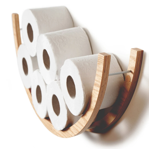 Portarrollos de papel higiénico moderno de madera para montar en la pared, estilo nórdico, para un solo rollo, estante de almacenamiento para baño. - Product Image 4