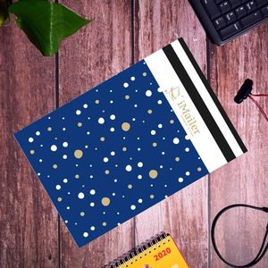 Enveloppes d'expédition en polyéthylène bleues à pois avec message de remerciement - Fermeture autocollante - Product Image 1