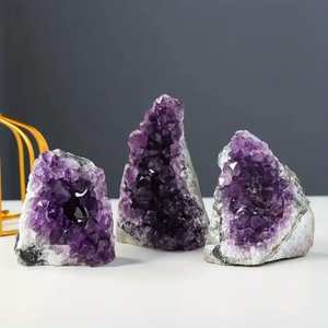 En gros, Grappe de cristaux d'améthyste naturelle, géode, pierre irrégulière violet foncé, agate Ruhi polie, Gujarat, pour décoration intérieure et pendule - Product Image 6