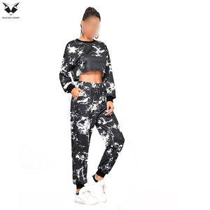 Women Crop Top And Sweatpants <b>Set</b> Comfortable Two Piece Jogger Tracksuit For Gym Workout, Yoga, And Lounge - Product Image 4