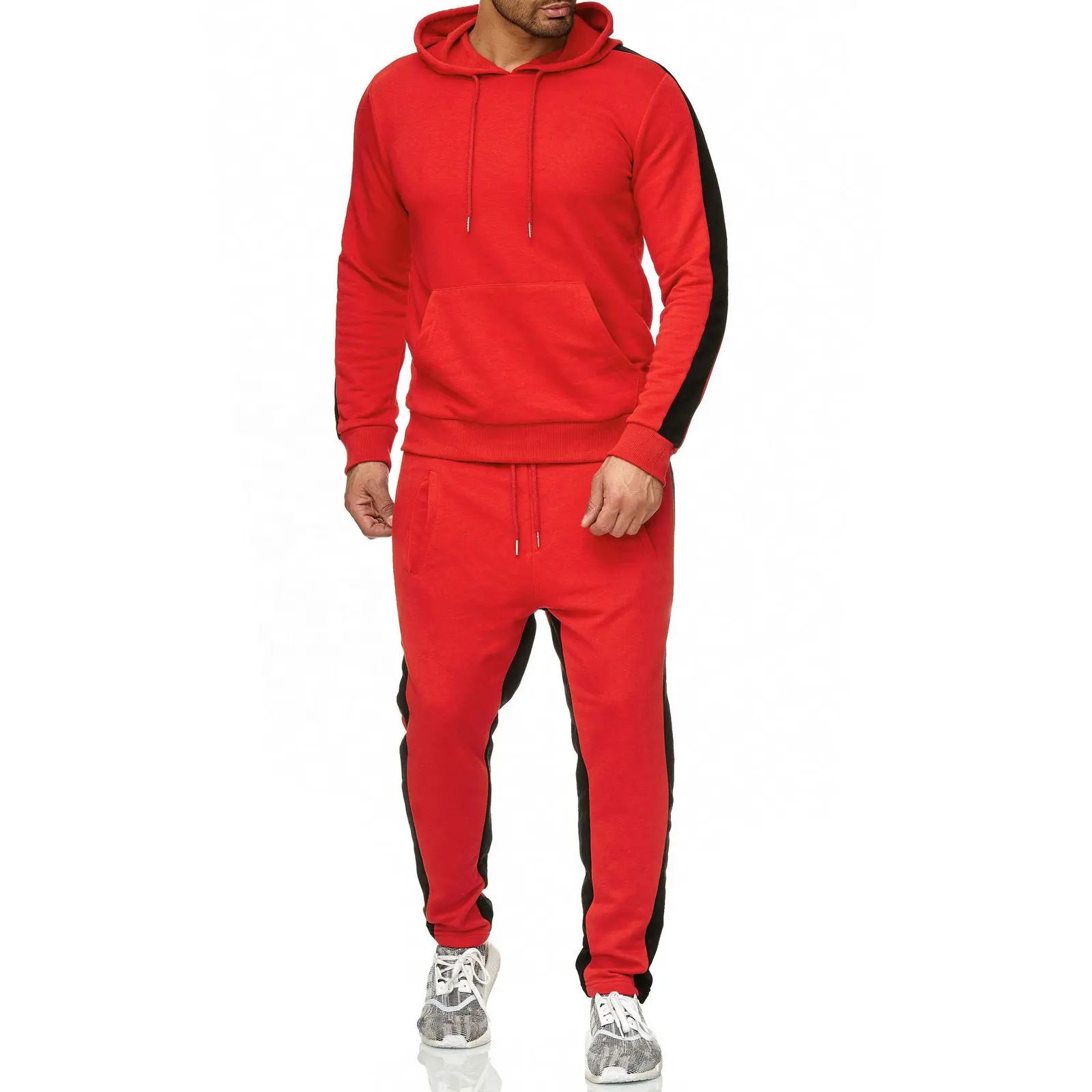Chándal de hombre skinny Jogger fitness fleece transpirable y Top con marca personalizada sweat Jogger string FLEECE HOODIE chándal