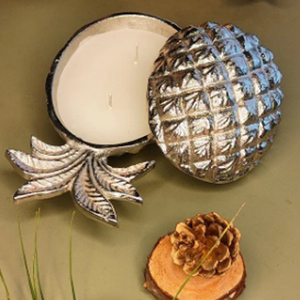 Portavelas de Plata con Forma de Piña y Tapa, Nuevo Diseño, Recipientes de Latón para Velas con Tapa en Forma de Piña - Product Image 2
