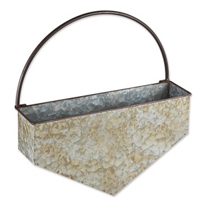 Pot à fleurs suspendu en métal galvanisé rustique avec poignée arquée pour usage en jardin - Product Image 3