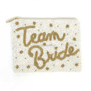 Team Bride Beaded <b>Clutch</b> <b>Bag</b> Bridal Party Favor Pouch Seed Bead Zipper <b>Bag</b> <b>Bridesmaid</b> Gift Custom Wedding Accessories Purse - Product Image 4
