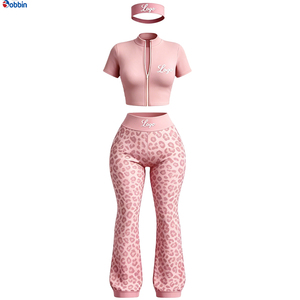 Conjunto Deportivo de Invierno para Mujer con Logotipo Personalizado, Chaqueta con Cierre Completo y Pantalones Acampanados de 2 Piezas con Forro Polar Ecológico - Product Image 2