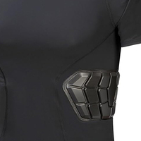 Maillot de compression athlétique pour homme à manches courtes, rembourré, léger, avec protection côtelée, couche de base rembourrée