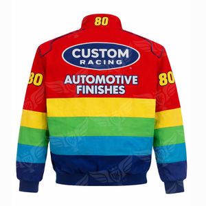 Blouson de course vintage personnalisé pour homme, finitions automobiles, blouson bomber color block, manteau streetwear rétro motorsport - Product Image 3