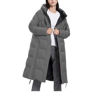 Veste d'hiver longue matelassée avec capuche amovible, manches longues, fermeture éclair, couleur unie, extérieur en polyester, manteau épais et chaud - Product Image 3