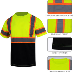 T-shirt de sécurité réfléchissant haute visibilité ANSI Classe 1 avec logo personnalisé, imperméable et éclairage LED pour hommes - Product Image 3