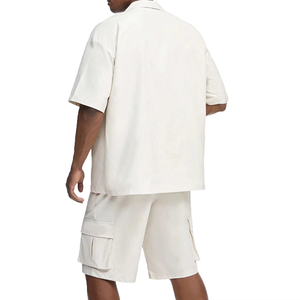 Custom Men's Casual Daily Wear Summer Short-Sleeved Shirt and Drawstring Shorts <b>Set</b> With Pocket - Product Image 2