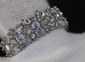 Luxury <b>925</b> Sterling <b>Silver</b> Round Full Triple Eternity Engagement <b>Ring</b> With Moissanite Diamond Three Row Full Eternity <b>Ring</b> Women - Product Image 6