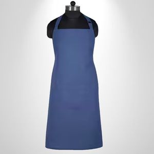 Tablier bleu marine 100 % coton tissé, anti-taches, avec bretelles réglables pour cuisine, hôtel et restaurant - Product Image 3